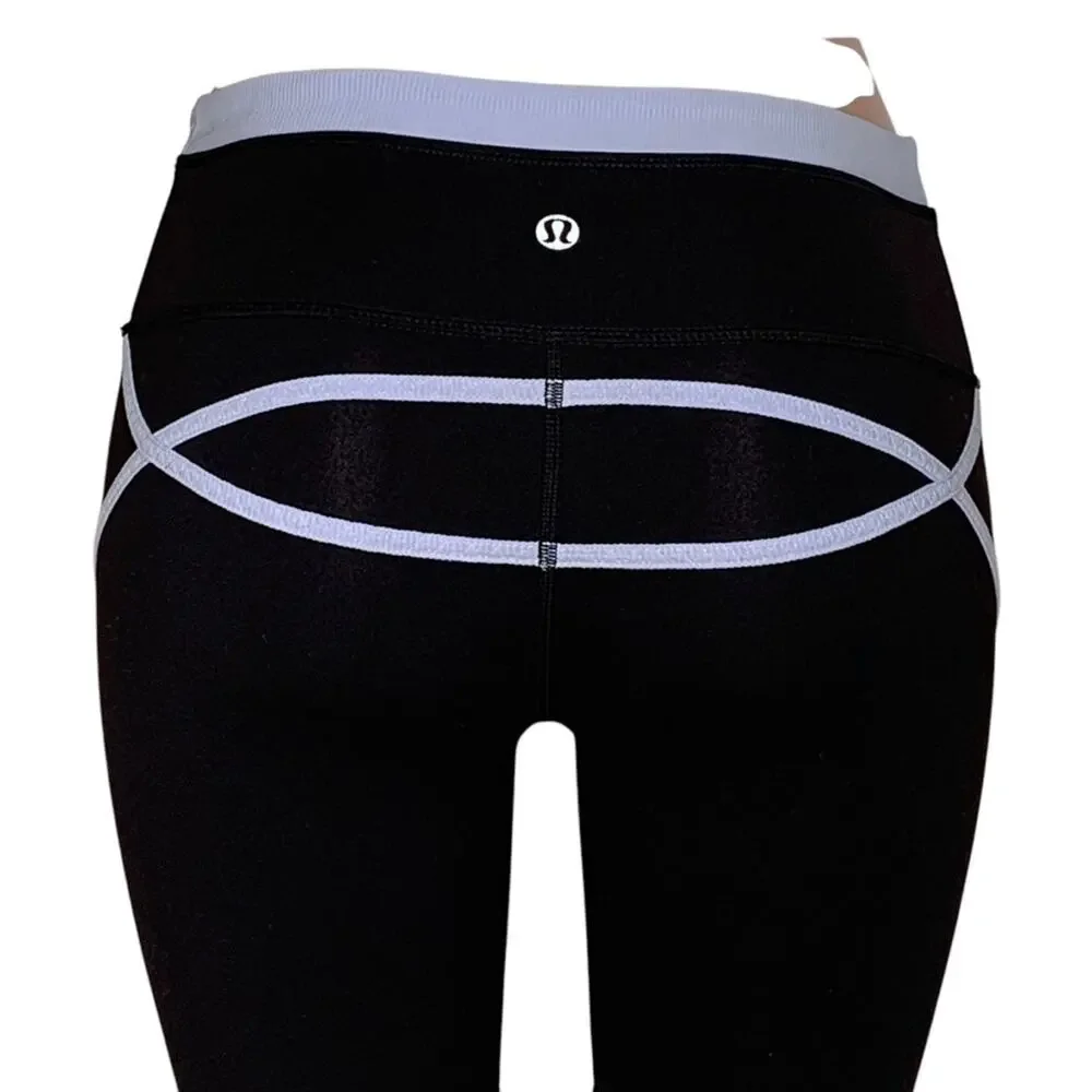 Lululemon Roll Out Crop Leggings Black/Lavender Dust Size 4